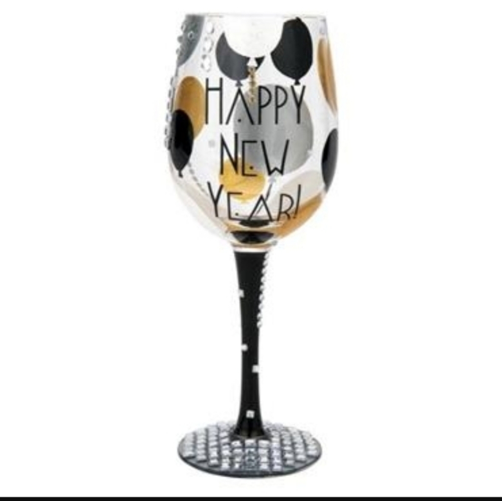 "Blinging In The New Year" Wine Glass by Lolita